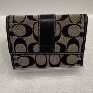 Coach Black and Tan Signature Wallet